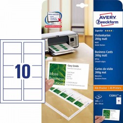 Wizytówki Quick&Clean 85 x 54 mm, 100 szt., 200 g, matowe, białe, Avery Zweckform