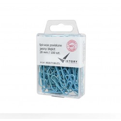 Spinacze biurowe Victory Office 28mm 100 szt. okrągłe pastelowe jasnoniebieskie pojemnik plastikowy zawieszany