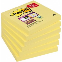 Karteczki samoprzylepne POST-ITﾂｮ Super Sticky (654-P6SSCY-EU), 76x76mm, 5+1x90 kart., ﾅｼﾃｳﾅＵe, 1 bloczek GRATIS