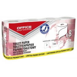 Papier toaletowy celulozowy OFFICE PRODUCTS, 2-warstwowy, 150 listkﾃｳw, 15m, 8szt., biaﾅＺ