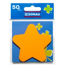 Bloczek samoprzylepny DONAU, 1x50 kart., gwiazdka, zawieszka, pomarańczowy