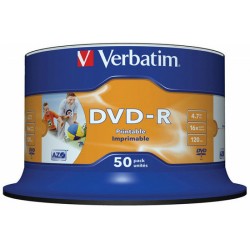 PﾅＺta DVD-R VERBATIM AZO, 4,7GB, prﾄ囘koﾅ崙� 16x, cake, 50szt., do nadruku
