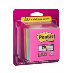 Kostka samoprzylepna POST-IT® Super Sticky (2028-SS-RBWC), 76x76mm, 1x440 kart., mix kolorów
