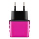 Uniwersalna ładowarka sieciowa EXC Cute, 2xUSB, 2,4A, różowa