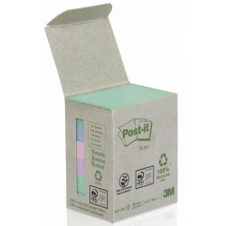 Karteczki ekologiczne POST-IT® (653-1GB), 38x51mm, 6x100 kart., mix kolorów