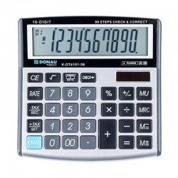 Kalkulator biurowy DONAU TECH, 10-cyfr. wyﾅ孩ietlacz, wym. 136x134x28 mm, srebrny