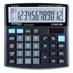 Kalkulator biurowy DONAU TECH, 12-cyfr. wyﾅ孩ietlacz, wym. 136x134x28 mm, czarny
