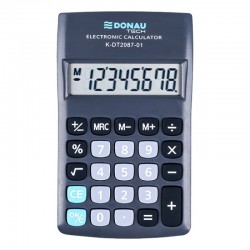 Kalkulator kieszonkowy DONAU TECH, 8-cyfr. wyﾅ孩ietlacz, wym. 116x68x18 mm, czarny