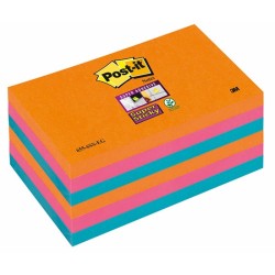 Karteczki samoprzylepne POST-ITﾂｮ Super Sticky (655-6SS-EG), 127x76xmm, 6x90 kart., promienne kolory