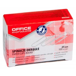 Spinacze okrﾄ�gﾅＦ OFFICE PRODUCTS, 25mm, 100szt., srebrne