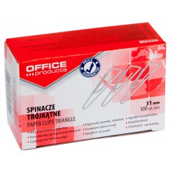 Spinacze trﾃｳjkﾄ�tne OFFICE PRODUCTS, 31mm, 100szt., srebrne