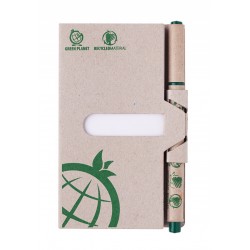 Zestaw mini notatnik z dﾅＶgopisem ICO Green, brﾄ�zowy