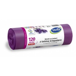 Worki na śmieci&nbsp;STELLA, z&nbsp;taśmą ściągającą, zapach&nbsp;lawendy, 120 l,&nbsp;10 szt., lawendowy