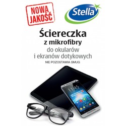 ﾅ喞iereczka z mikrofibry STELLA, do okularﾃｳw i ekranﾃｳw dotykowych, 1 szt., biaﾅＢ z nadrukiem w logo Stella