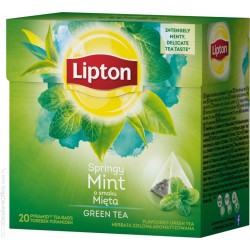 Herbata LIPTON, piramidki, 20 torebek, zielona z miﾄ冲ﾄ�