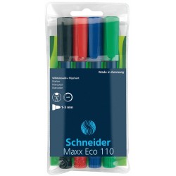 Zestaw markerów do tablic SCHNEIDER Maxx Eco 110, 1-3mm, 4 szt., miks kolorów