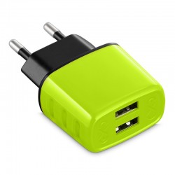 Uniwersalna ładowarka sieciowa EXC Cute, 2xUSB, 2,4A, limonkowa
