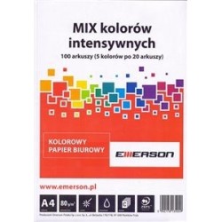 Papier ksero kolor A4/80 EMERSON MIX INTENSYWNY 5 KOLORﾃ展 X 20 ARKUSZY