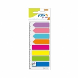 Zakładki indeks. 8 kol.neon x 25 szt. (paski+strzałki)+linijka