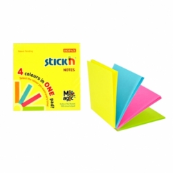 Karteczki samoprzylepne Stick'n Magic Pad 76x76mm, neon mix