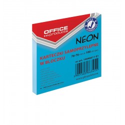 Karteczki samoprzylepne Office Products neonowe Niebieskie, 76x76mm, 100 k