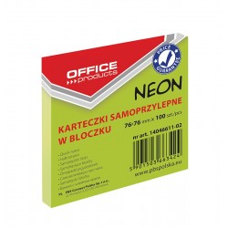 Karteczki samoprzylepne Office Products neonowe zielone, 76x76mm, 100 k