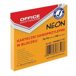 Karteczki samoprzylepne Office Products neonowe pomarańczowe, 76x76mm, 100 k