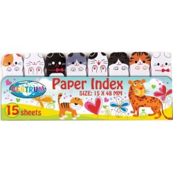 Zakładki indeksujące Centrum papierowe 48x15mm koty 8 wzorów po 15szt.